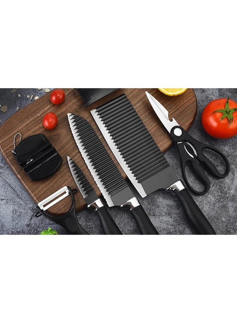 جلانس طقم سكاكين جلاس مكون من 6 قطع - مصنوع من الفولاذ المقاوم للصدأ - مع طبقة قوية مانعة للالتصاق - تصميم فريد بمقبض سهل الإمساك، آمن للغسل في غسالة الأطباق، - Image 4